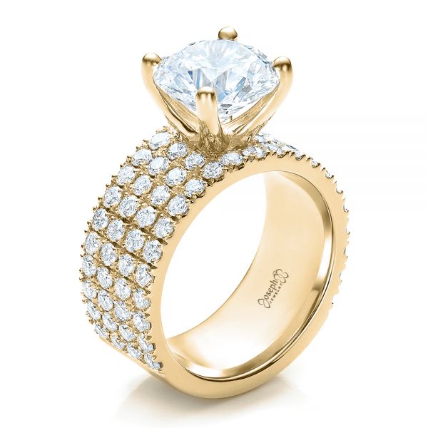 14k Yellow Gold 14k Yellow Gold Custom Diamond Engagement Ring - Three-Quarter View -  100102