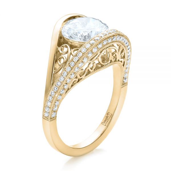 18k Yellow Gold 18k Yellow Gold Custom Diamond Engagement Ring - Three-Quarter View -  100551