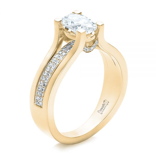 18k Yellow Gold 18k Yellow Gold Custom Diamond Engagement Ring - Three-Quarter View -  100627