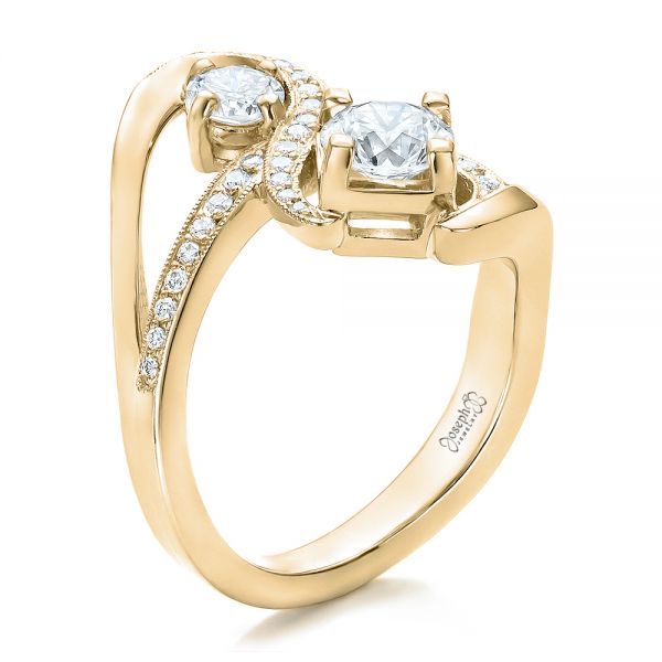 14k Yellow Gold 14k Yellow Gold Custom Diamond Engagement Ring - Three-Quarter View -  100782