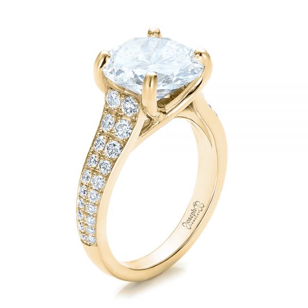 18k Yellow Gold 18k Yellow Gold Custom Diamond Engagement Ring - Three-Quarter View -  100872