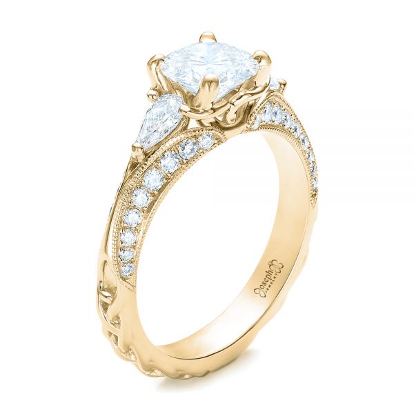 14k Yellow Gold 14k Yellow Gold Custom Diamond Engagement Ring - Three-Quarter View -  101229