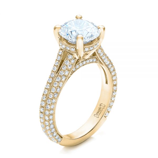18k Yellow Gold 18k Yellow Gold Custom Diamond Engagement Ring - Three-Quarter View - 101994