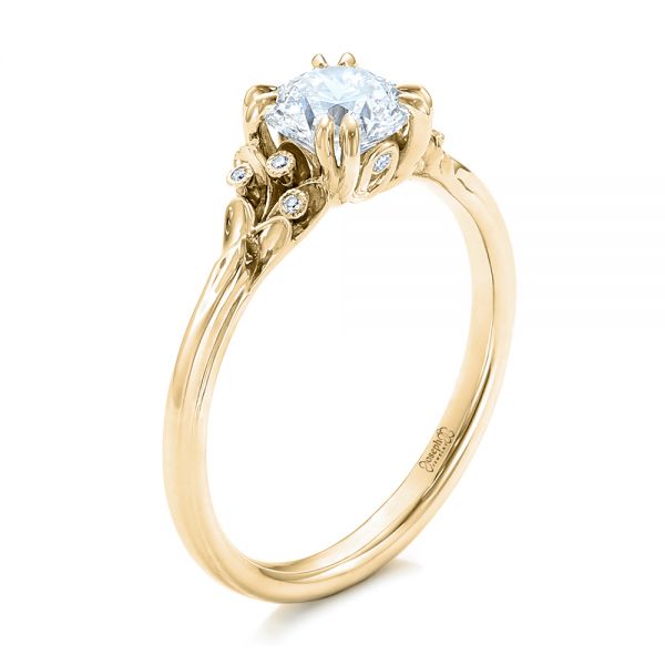 18k Yellow Gold 18k Yellow Gold Custom Diamond Engagement Ring - Three-Quarter View -  102024