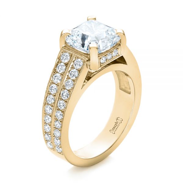 14k Yellow Gold 14k Yellow Gold Custom Diamond Engagement Ring - Three-Quarter View -  102042
