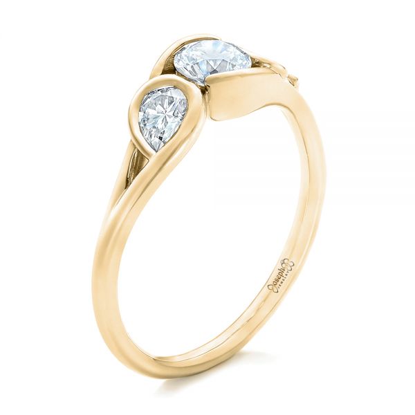 18k Yellow Gold 18k Yellow Gold Custom Diamond Engagement Ring - Three-Quarter View -  102089