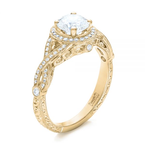 14k Yellow Gold 14k Yellow Gold Custom Diamond Engagement Ring - Three-Quarter View -  102138
