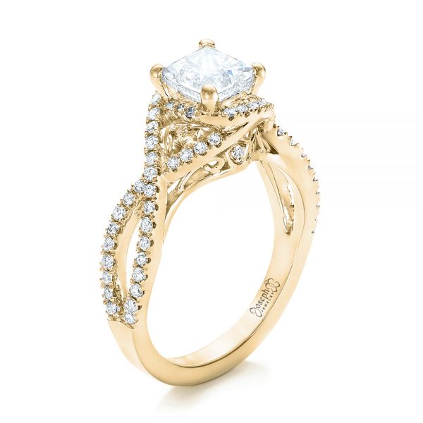 18k Yellow Gold 18k Yellow Gold Custom Diamond Engagement Ring - Three-Quarter View -  102148