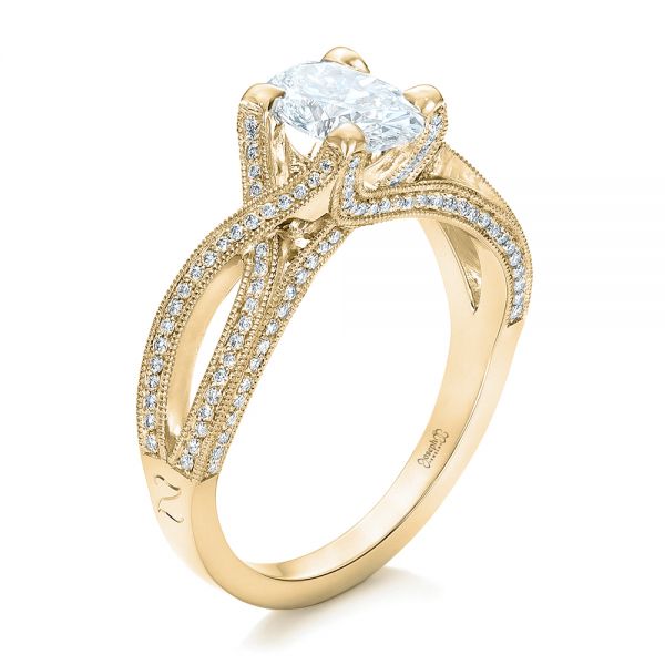 18k Yellow Gold 18k Yellow Gold Custom Diamond Engagement Ring - Three-Quarter View -  102239