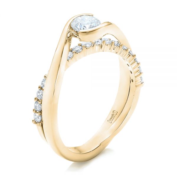 14k Yellow Gold 14k Yellow Gold Custom Diamond Engagement Ring - Three-Quarter View - 102277