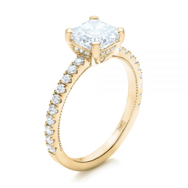 18k Yellow Gold 18k Yellow Gold Custom Diamond Engagement Ring - Three-Quarter View -  102289