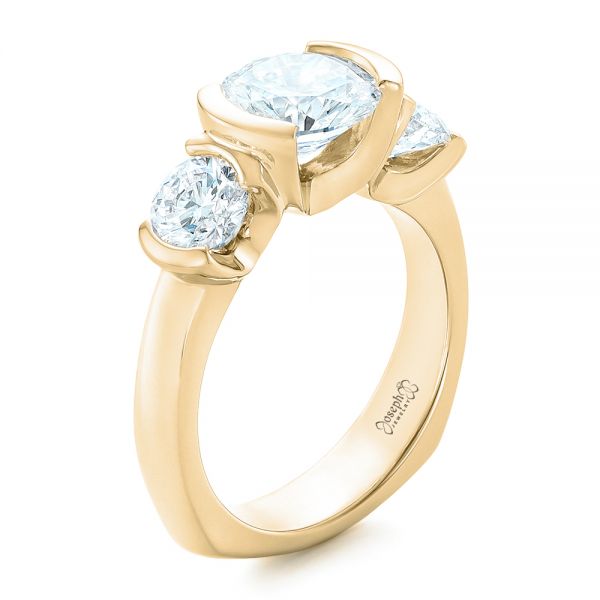 18k Yellow Gold 18k Yellow Gold Custom Diamond Engagement Ring - Three-Quarter View -  102296