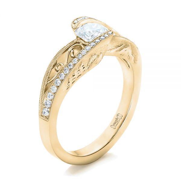 14k Yellow Gold 14k Yellow Gold Custom Diamond Engagement Ring - Three-Quarter View -  102315