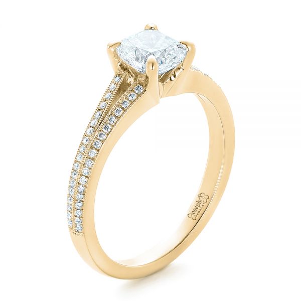 18k Yellow Gold 18k Yellow Gold Custom Diamond Engagement Ring - Three-Quarter View - 102325