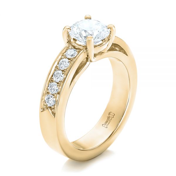 18k Yellow Gold 18k Yellow Gold Custom Diamond Engagement Ring - Three-Quarter View - 102345