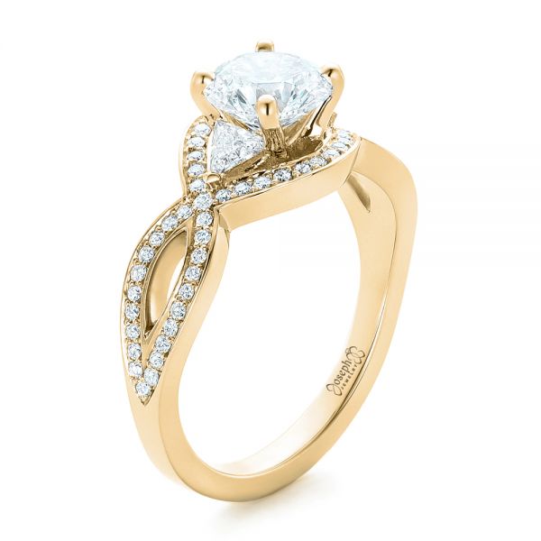18k Yellow Gold 18k Yellow Gold Custom Diamond Engagement Ring - Three-Quarter View -  102354