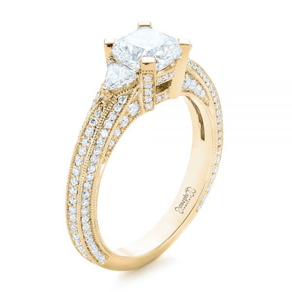 18k Yellow Gold 18k Yellow Gold Custom Diamond Engagement Ring - Three-Quarter View -  102457