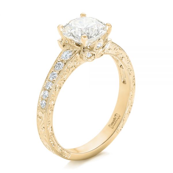 14k Yellow Gold 14k Yellow Gold Custom Diamond Engagement Ring - Three-Quarter View -  102462