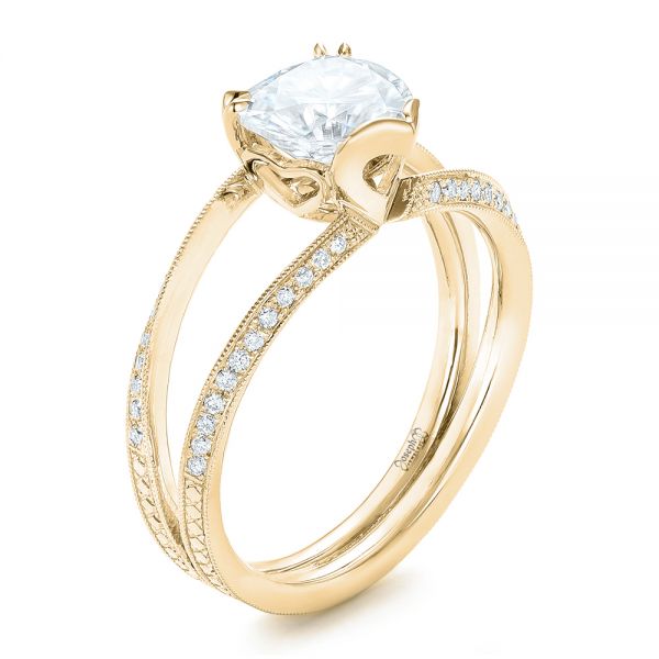 14k Yellow Gold 14k Yellow Gold Custom Diamond Engagement Ring - Three-Quarter View -  102463