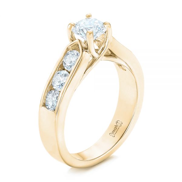14k Yellow Gold 14k Yellow Gold Custom Diamond Engagement Ring - Three-Quarter View -  102470