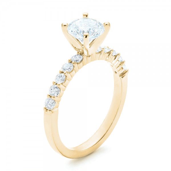 18k Yellow Gold 18k Yellow Gold Custom Diamond Engagement Ring - Three-Quarter View -  102582