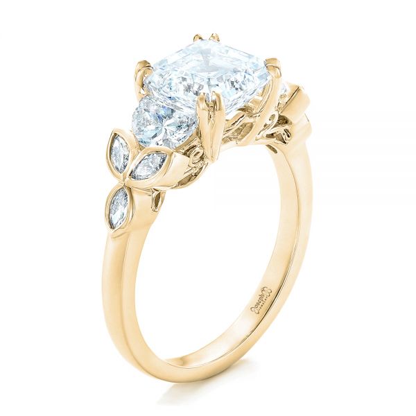 18k Yellow Gold 18k Yellow Gold Custom Diamond Engagement Ring - Three-Quarter View - 102594