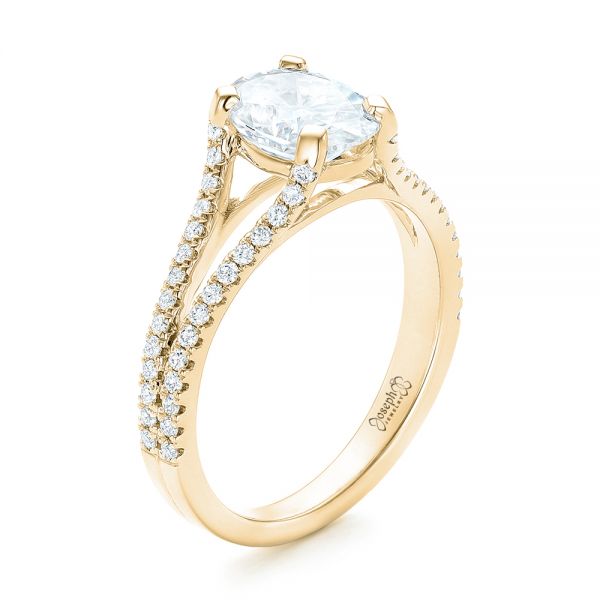 18k Yellow Gold 18k Yellow Gold Custom Diamond Engagement Ring - Three-Quarter View -  102604