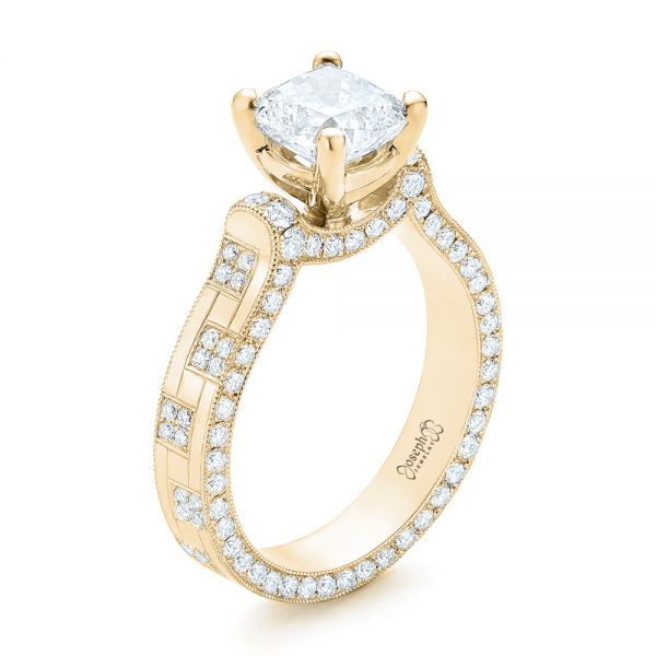 14k Yellow Gold 14k Yellow Gold Custom Diamond Engagement Ring - Three-Quarter View - 102895