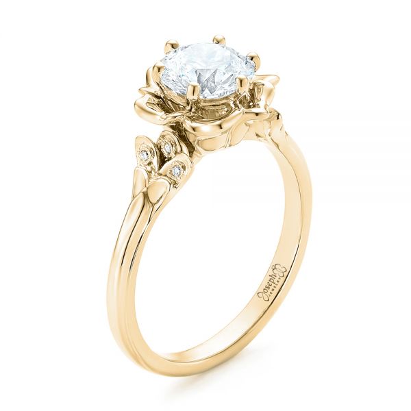 14k Yellow Gold 14k Yellow Gold Custom Diamond Engagement Ring - Three-Quarter View -  102896