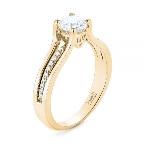 14k Yellow Gold 14k Yellow Gold Custom Diamond Engagement Ring - Three-Quarter View -  102903
