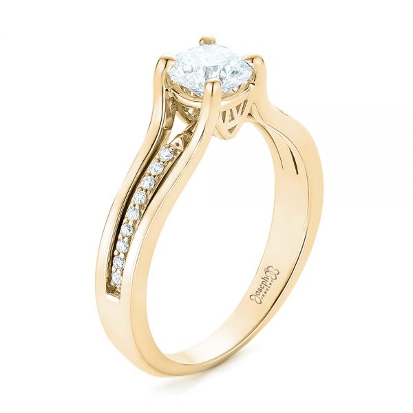 14k Yellow Gold 14k Yellow Gold Custom Diamond Engagement Ring - Three-Quarter View - 102903