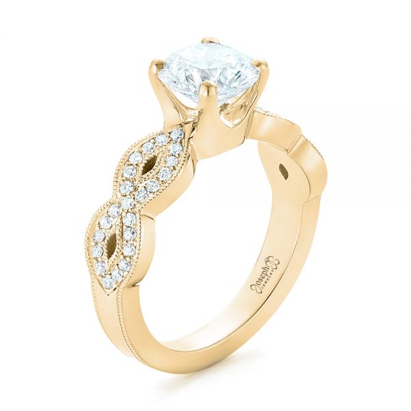 14k Yellow Gold 14k Yellow Gold Custom Diamond Engagement Ring - Three-Quarter View -  102905