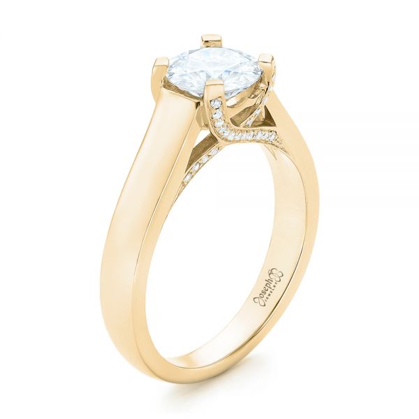 18k Yellow Gold 18k Yellow Gold Custom Diamond Engagement Ring - Three-Quarter View -  102996
