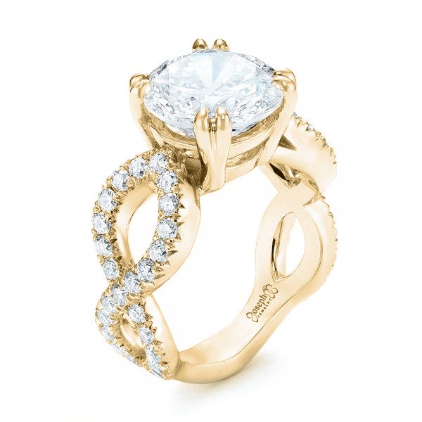 14k Yellow Gold 14k Yellow Gold Custom Diamond Engagement Ring - Three-Quarter View -  103042
