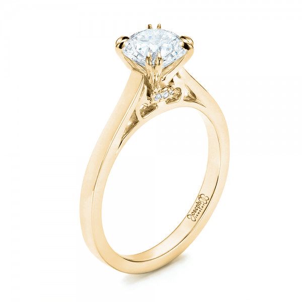 14k Yellow Gold 14k Yellow Gold Custom Diamond Engagement Ring - Three-Quarter View -  103057