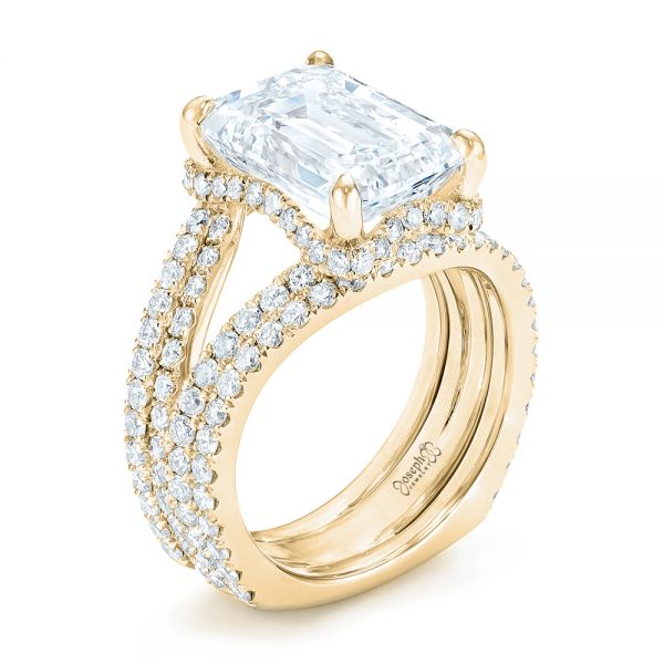 14k Yellow Gold 14k Yellow Gold Custom Diamond Engagement Ring - Three-Quarter View -  103138