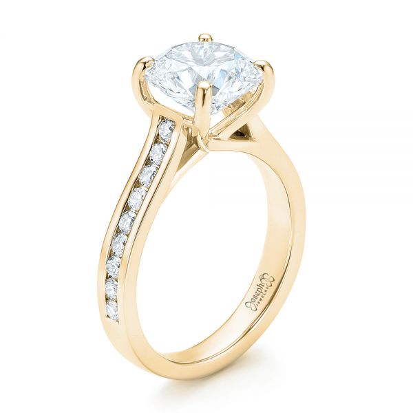 14k Yellow Gold 14k Yellow Gold Custom Diamond Engagement Ring - Three-Quarter View -  103150