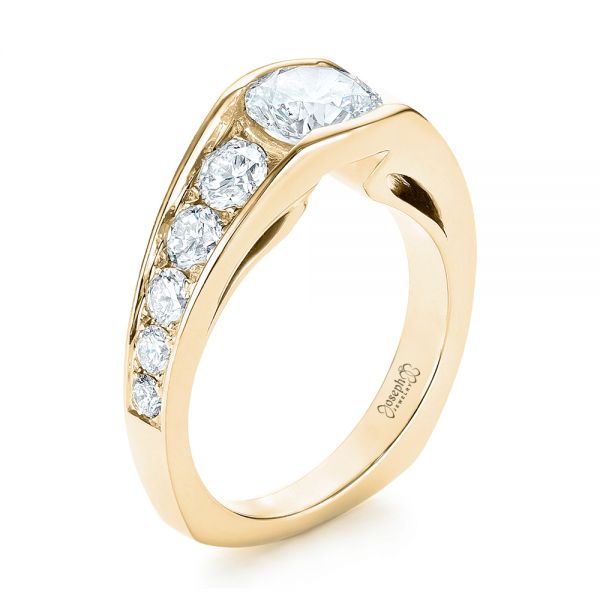 18k Yellow Gold 18k Yellow Gold Custom Diamond Engagement Ring - Three-Quarter View - 103165
