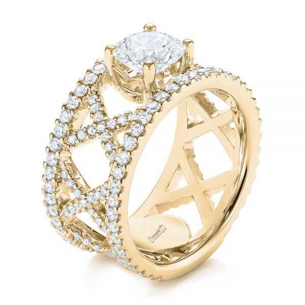 14k Yellow Gold 14k Yellow Gold Custom Diamond Engagement Ring - Three-Quarter View - 103215