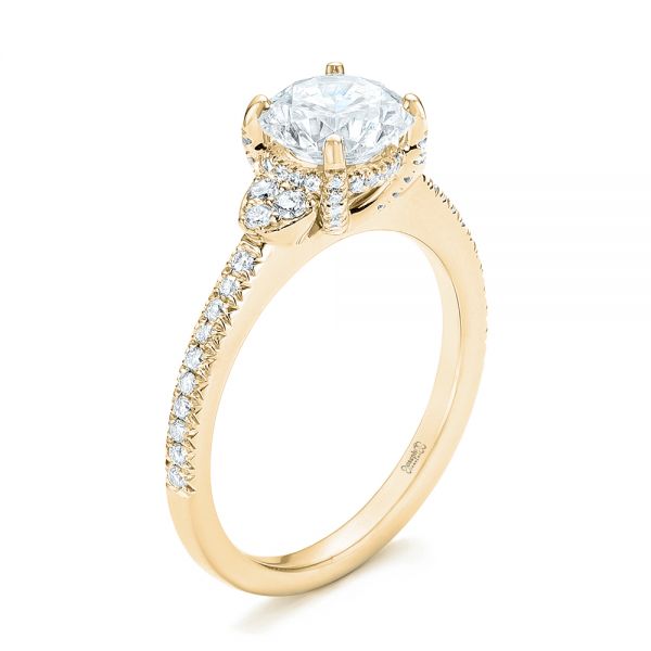 14k Yellow Gold 14k Yellow Gold Custom Diamond Engagement Ring - Three-Quarter View -  103219