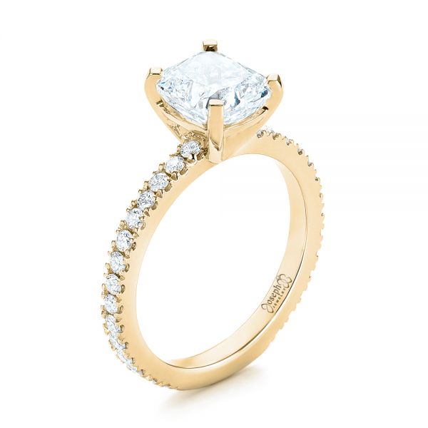 18k Yellow Gold 18k Yellow Gold Custom Diamond Engagement Ring - Three-Quarter View -  103222