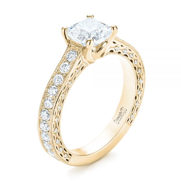 18k Yellow Gold 18k Yellow Gold Custom Diamond Engagement Ring - Three-Quarter View -  103303