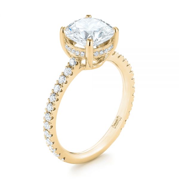 14k Yellow Gold 14k Yellow Gold Custom Diamond Engagement Ring - Three-Quarter View -  103369
