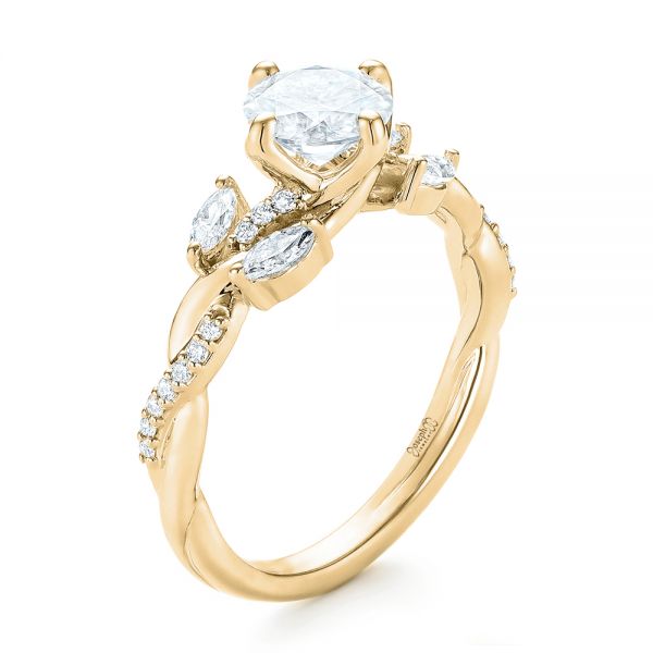 18k Yellow Gold 18k Yellow Gold Custom Diamond Engagement Ring - Three-Quarter View -  103418