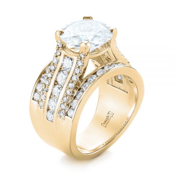 18k Yellow Gold 18k Yellow Gold Custom Diamond Engagement Ring - Three-Quarter View -  103487