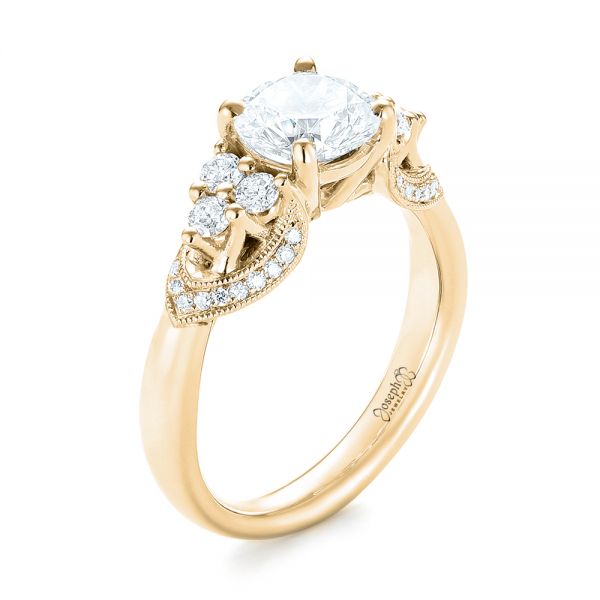 14k Yellow Gold 14k Yellow Gold Custom Diamond Engagement Ring - Three-Quarter View -  103519