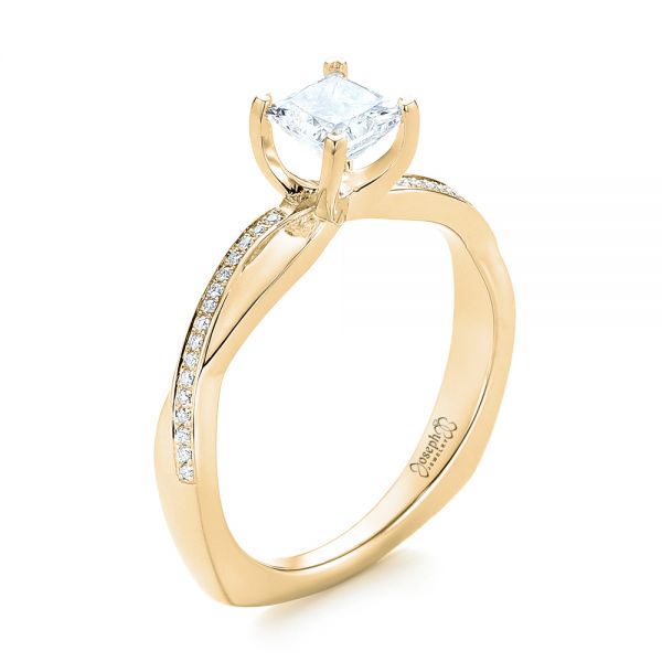 18k Yellow Gold 18k Yellow Gold Custom Diamond Engagement Ring - Three-Quarter View -  103637