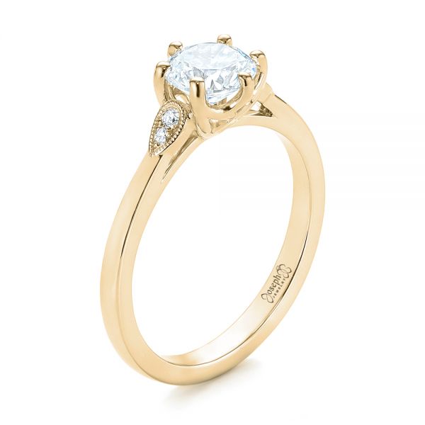 14k Yellow Gold 14k Yellow Gold Custom Diamond Engagement Ring - Three-Quarter View -  104329