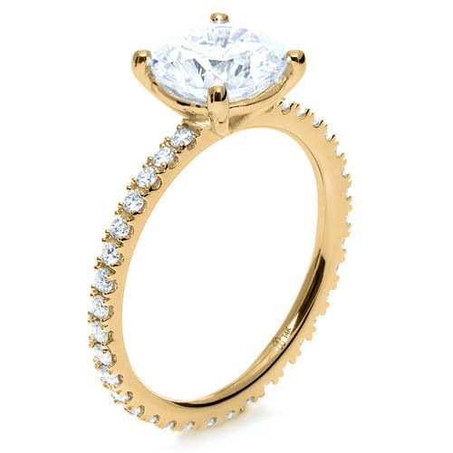 18k Yellow Gold 18k Yellow Gold Custom Diamond Engagement Ring - Three-Quarter View -  1104