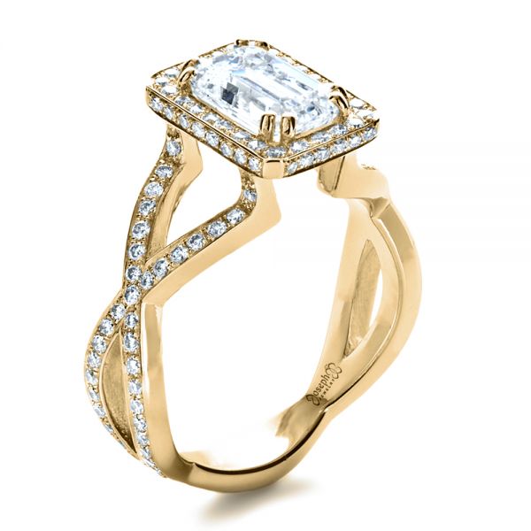 18k Yellow Gold 18k Yellow Gold Custom Diamond Engagement Ring - Three-Quarter View -  1159